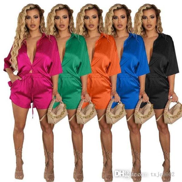 satin tracksuits for women solid color short sleeve silk blouse shirt and shorts 2 piece short set clothing, Gray
satin tracksuits for women solid color short sleeve silk blouse shirt and shorts 2 piece short set clothing, Gray