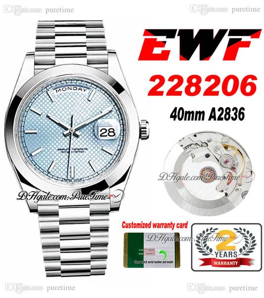 ewf day date 40 228206 eta a2836 automatic mens watch polished bezel ice blue stick dial presidential bracelet same serial card super editio, Slivery;brown
ewf day date 40 228206 eta a2836 automatic mens watch polished bezel ice blue stick dial presidential bracelet same serial card super editio, Slivery;brown