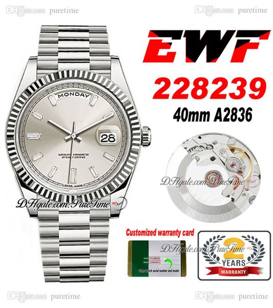 ewf day date 40 228239 eta a2836 automatic mens watch fluted silver baguette diamond dial presidential bracelet same serial card super editi, Slivery;brown
ewf day date 40 228239 eta a2836 automatic mens watch fluted silver baguette diamond dial presidential bracelet same serial card super editi, Slivery;brown