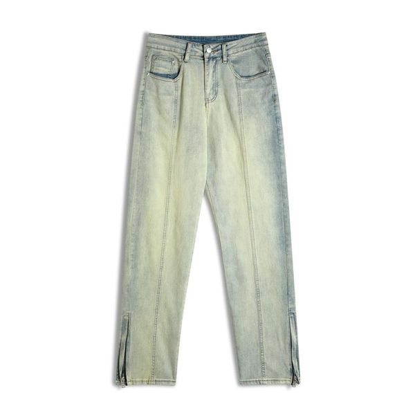 men's jeans mud yellow washed distressed straight-leg pants mens retro casual trousers high, Blue
men's jeans mud yellow washed distressed straight-leg pants mens retro casual trousers high, Blue