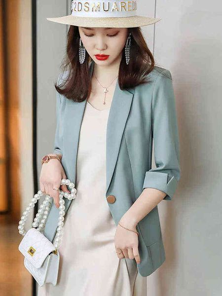 thin women blazer 2022 spring summer new korean fashion allmatch three quarter sleeve jacket female j220813, White;black
thin women blazer 2022 spring summer new korean fashion allmatch three quarter sleeve jacket female j220813, White;black