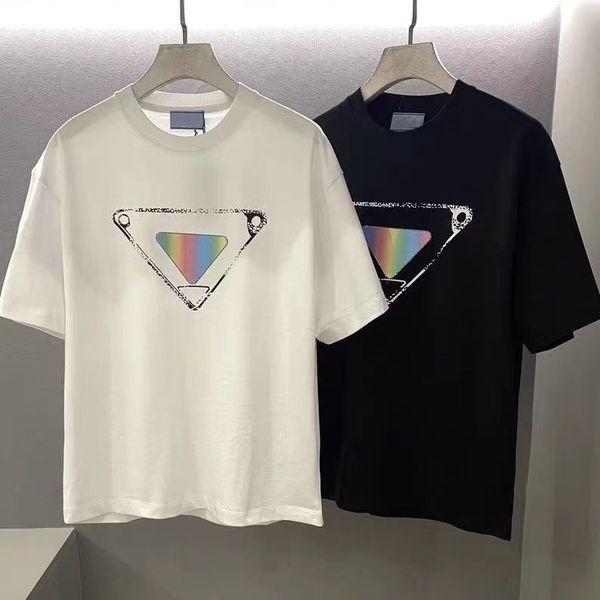 designer triangle label tees men's and women's t-shirts fashion colorful inverted triangle print cotton short sleeve t-shirt, White;black
designer triangle label tees men's and women's t-shirts fashion colorful inverted triangle print cotton short sleeve t-shirt, White;black