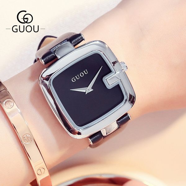 2022 new guou silver framed women's watch trend temperament simple square quartz gift, Slivery;brown
2022 new guou silver framed women's watch trend temperament simple square quartz gift, Slivery;brown