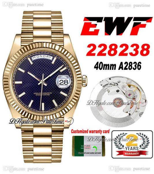 ewf day date 40 228238 eta a2836 automatic mens watch yellow gold fluted black textured stick dial presidential bracelet same serial card su, Slivery;brown
ewf day date 40 228238 eta a2836 automatic mens watch yellow gold fluted black textured stick dial presidential bracelet same serial card su, Slivery;brown