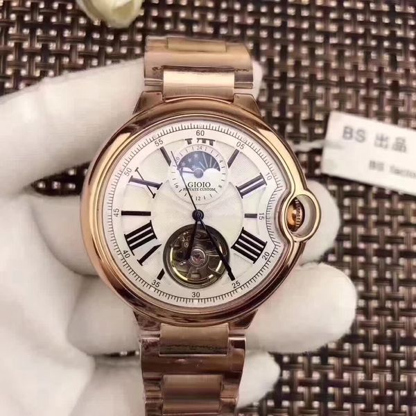 automatic mechanical men watch blue black leather rose gold moon phase tourbillion rome dial, Slivery;brown
automatic mechanical men watch blue black leather rose gold moon phase tourbillion rome dial, Slivery;brown