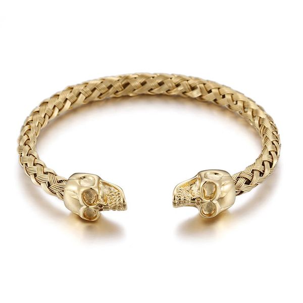 316l stainless steel gold knot wire cuff bangle skull end bracelet friends gift278b, Black
316l stainless steel gold knot wire cuff bangle skull end bracelet friends gift278b, Black