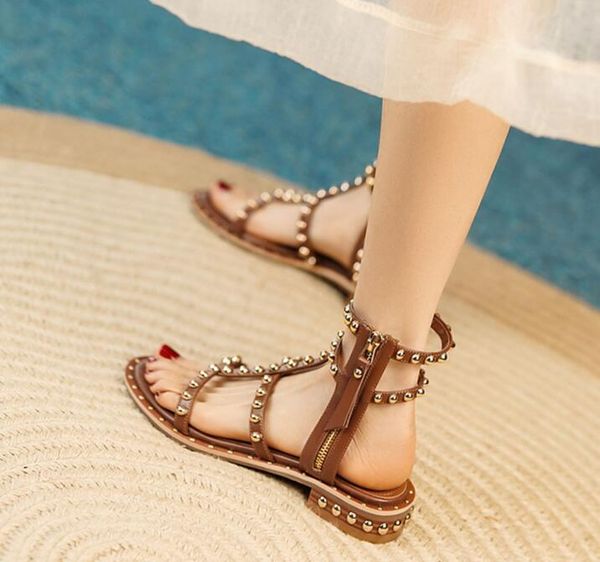 designer vintage gladiator women rivet sandals genuine leather fashion flat heel simplicity open toes lady summer narrow band sandal plus si, Black
designer vintage gladiator women rivet sandals genuine leather fashion flat heel simplicity open toes lady summer narrow band sandal plus si, Black