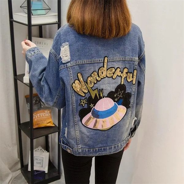 women's denim jacket spring autumn loose print denim coat 2022 jacket outer wear long windbreaker basic coat 220822, Black;brown
women's denim jacket spring autumn loose print denim coat 2022 jacket outer wear long windbreaker basic coat 220822, Black;brown