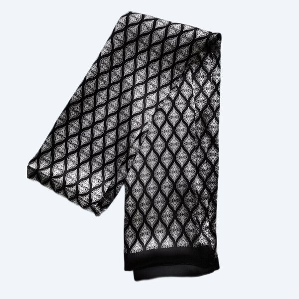 men 100% silk scarf long double layer neckerchief black blue diamond pattern, Blue;gray
men 100% silk scarf long double layer neckerchief black blue diamond pattern, Blue;gray
