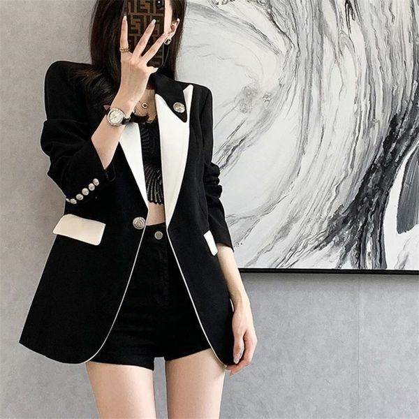 womens fashon blazer spring autumn vintage elegant temperament single breasted korean style casual jacket 220819, Black;brown
womens fashon blazer spring autumn vintage elegant temperament single breasted korean style casual jacket 220819, Black;brown