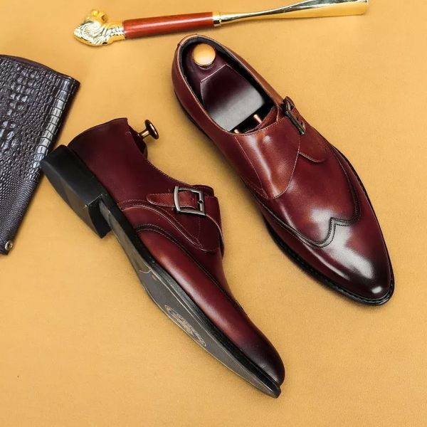 Men Monk Shoes Solid Color PU Pointed Retro Single Buckle Casual Wedding Dress Shoes, Clear
Men Monk Shoes Solid Color PU Pointed Retro Single Buckle Casual Wedding Dress Shoes, Clear