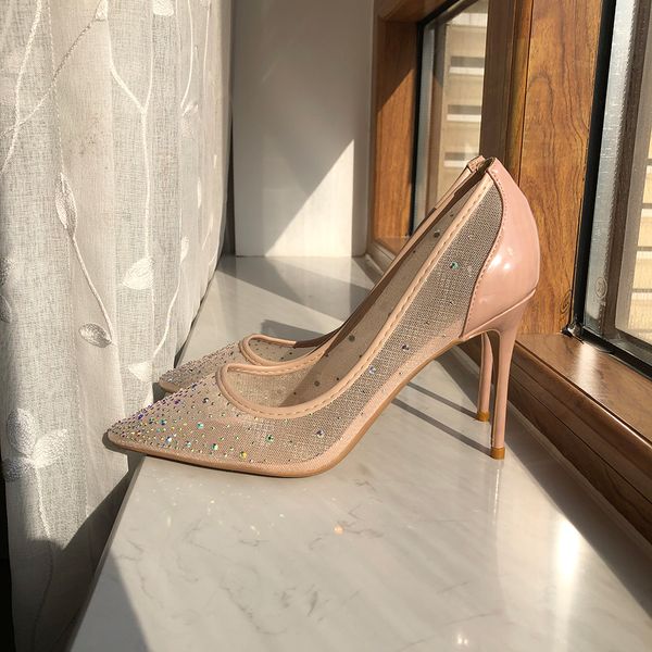 nude women gauze shoes mesh red bottom point high heel wedding shoes rhinestone stiletto pumps, Black
nude women gauze shoes mesh red bottom point high heel wedding shoes rhinestone stiletto pumps, Black