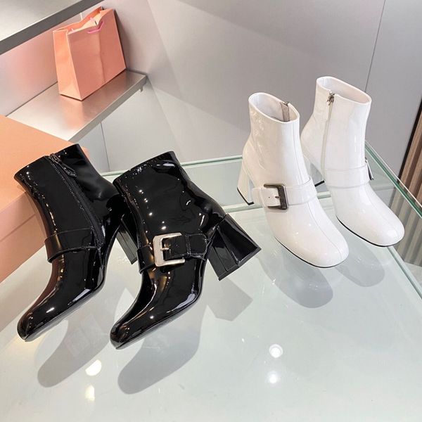 miu spring autumn women ankle boots fashion genuine patent leather chunky high heels short boot luxury designer belts decor womens party dre, Black
miu spring autumn women ankle boots fashion genuine patent leather chunky high heels short boot luxury designer belts decor womens party dre, Black