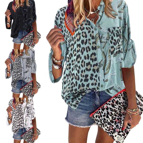 women's blouses & shirts women blouse autumn turn-down collar long sleeve leopard shirt loose plus size clothing for woman ladies, White
women's blouses & shirts women blouse autumn turn-down collar long sleeve leopard shirt loose plus size clothing for woman ladies, White