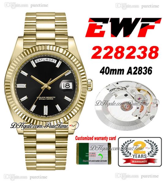 ewf day date 228238 eta a2836 automatic mens watch yellow gold fluted black baguette diamond dial presidential bracelet same serial card sup, Slivery;brown
ewf day date 228238 eta a2836 automatic mens watch yellow gold fluted black baguette diamond dial presidential bracelet same serial card sup, Slivery;brown