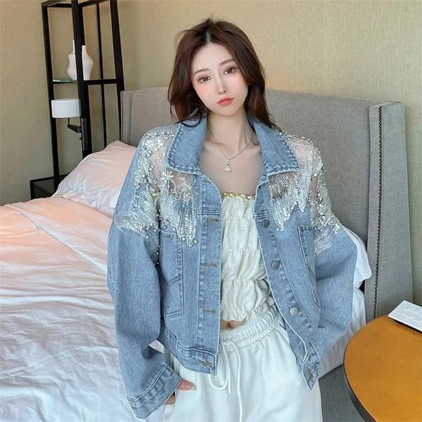 2022 spring denim jacket stitching beaded diamond denim coat loose denim jacket women autumn short outwear lady coat 220822, Black;brown
2022 spring denim jacket stitching beaded diamond denim coat loose denim jacket women autumn short outwear lady coat 220822, Black;brown