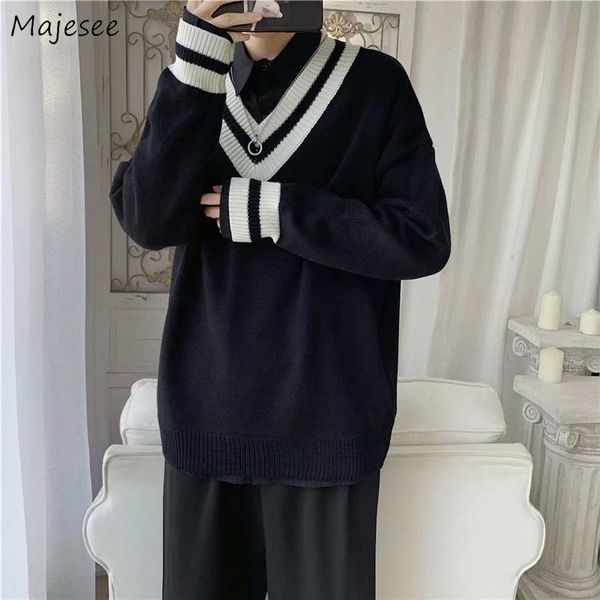 men pullovers winter thick vneck preppy style autumn loose sweaters patchwork allmatch leisure hiphop fashion retro students 220822, White;black
men pullovers winter thick vneck preppy style autumn loose sweaters patchwork allmatch leisure hiphop fashion retro students 220822, White;black