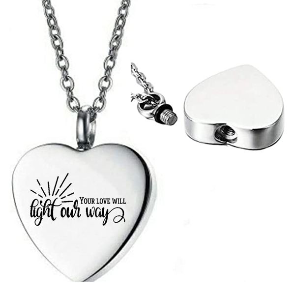cremation jewelry pendant urn necklace for ashes - your love will light our way, Silver
cremation jewelry pendant urn necklace for ashes - your love will light our way, Silver