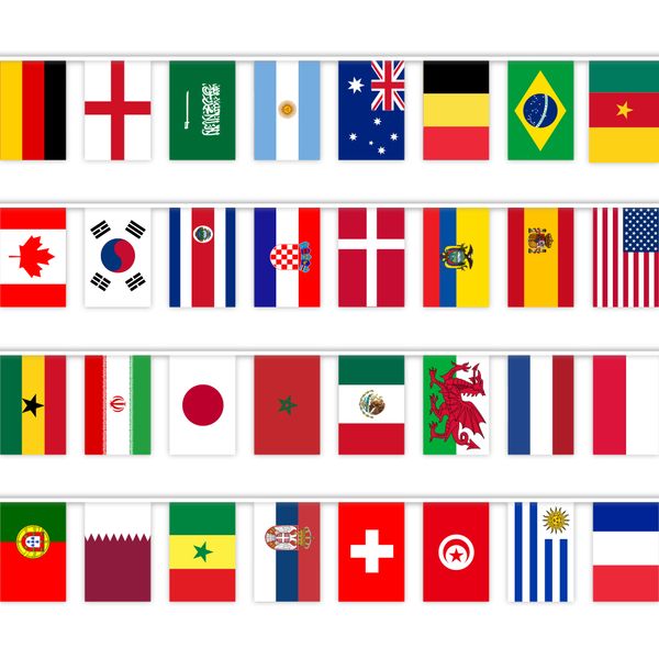 2022 qatar world cup flag 32 countries string flag banner for party events decorations
2022 qatar world cup flag 32 countries string flag banner for party events decorations