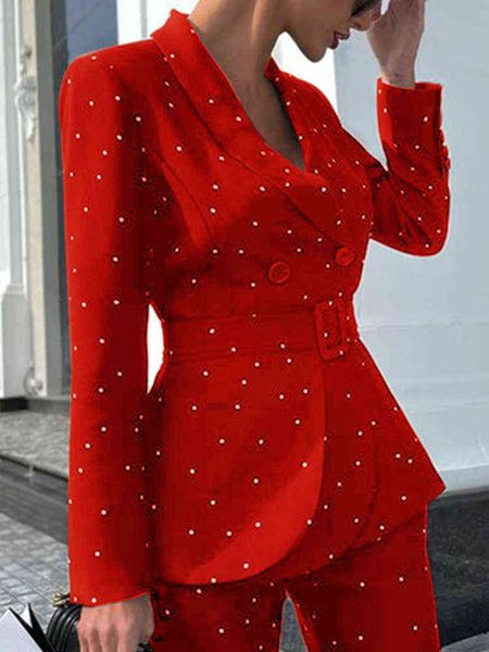 women autumn polka dot blazer business pants suit office slim elegant casual formal jackets two pieces femme fashion pant suit j220813, White;black
women autumn polka dot blazer business pants suit office slim elegant casual formal jackets two pieces femme fashion pant suit j220813, White;black