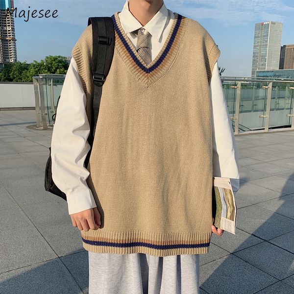men preppy style sweater vests oversize trendy patchwork couple japanese leisure knitted males jumpers soft teenagers 220822, White;black
men preppy style sweater vests oversize trendy patchwork couple japanese leisure knitted males jumpers soft teenagers 220822, White;black