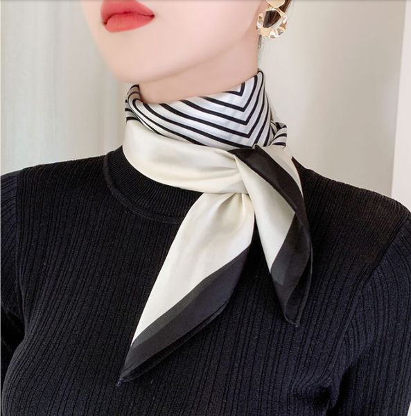women 100% silk square scarf shawl hair wraps sunscreen cape black white stripe, Blue;gray
women 100% silk square scarf shawl hair wraps sunscreen cape black white stripe, Blue;gray
