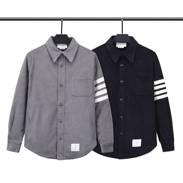 men's shirts new thickened corduroy yarn-dyed shirts four bars striped splicing outdoor casual women's couples long sleeve jacket, White;black
men's shirts new thickened corduroy yarn-dyed shirts four bars striped splicing outdoor casual women's couples long sleeve jacket, White;black