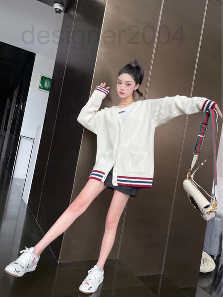women's sweaters designer summer 2022 new cel double pocket v-neck contrast stripe single breasted long sleeve loose knit cardigan 0zyn, White;black
women's sweaters designer summer 2022 new cel double pocket v-neck contrast stripe single breasted long sleeve loose knit cardigan 0zyn, White;black