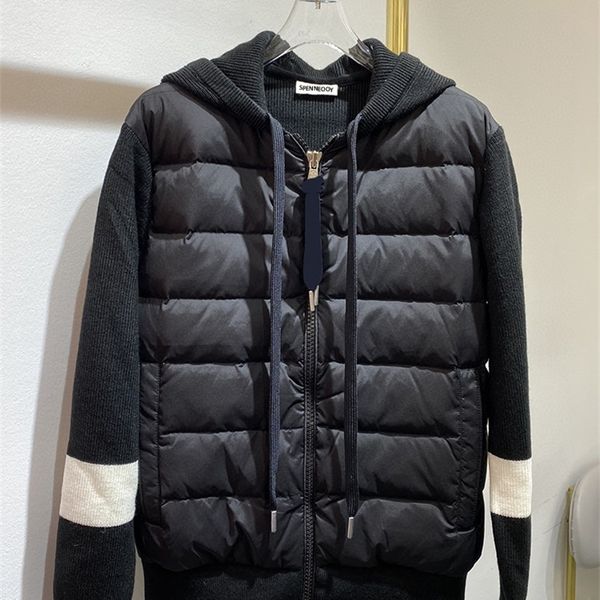 spenneooy 2022 designer autumn winter black color hooded goose down jacket women knitted sleeves straight slim down jacket 220822
spenneooy 2022 designer autumn winter black color hooded goose down jacket women knitted sleeves straight slim down jacket 220822