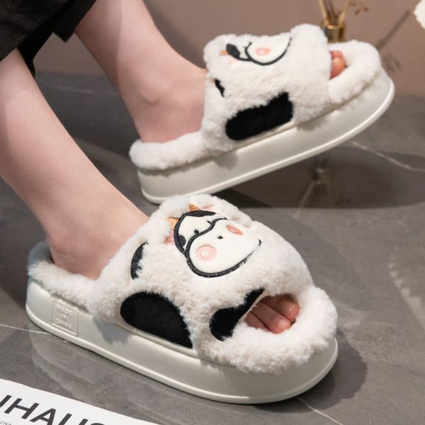 women faux fur slippers cute cow indoor home floor slipper female winter warm shoes thick sole soft furry girls house slides, Black
women faux fur slippers cute cow indoor home floor slipper female winter warm shoes thick sole soft furry girls house slides, Black