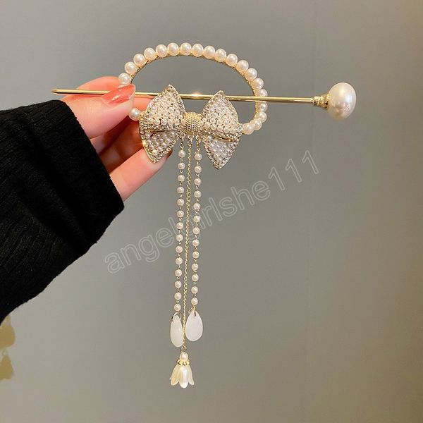 exquisite hair sticks with long tassel women vintage bowknot imitation pearls hairpins, Slivery;white
exquisite hair sticks with long tassel women vintage bowknot imitation pearls hairpins, Slivery;white