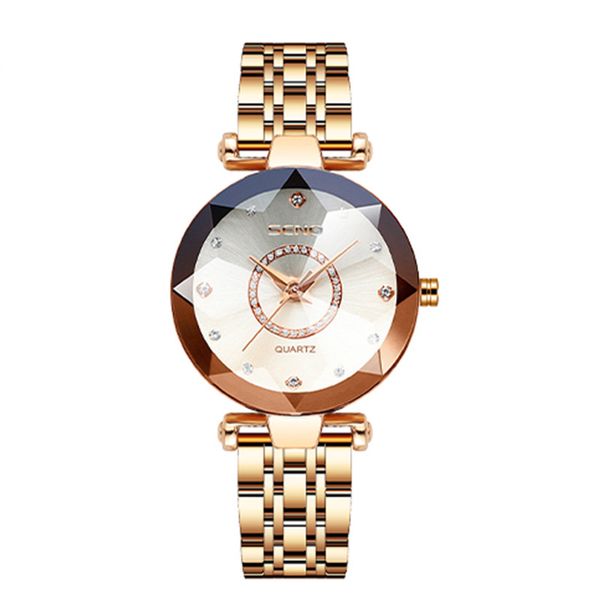 starry diamond face watch bright polygonal glass solid stainless steel strap women's waterproof watch, Slivery;brown
starry diamond face watch bright polygonal glass solid stainless steel strap women's waterproof watch, Slivery;brown
