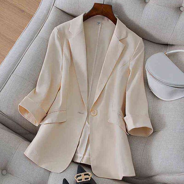 blazers women korean chic spring summer ladies elegant small suit jacket single button solid color loose j220813, White;black
blazers women korean chic spring summer ladies elegant small suit jacket single button solid color loose j220813, White;black