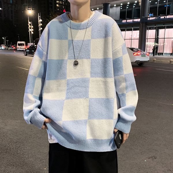 pullovers men plaid winter sweater trendy loose allmatch knitwear fashion couple simple casual harajuku chandails male 220822, White;black
pullovers men plaid winter sweater trendy loose allmatch knitwear fashion couple simple casual harajuku chandails male 220822, White;black