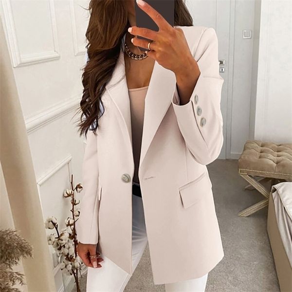 elegant office lady solid color blazers women spring autumn long sleeve tailored coat single button lapel collar slim outerwear 220819, Black;brown
elegant office lady solid color blazers women spring autumn long sleeve tailored coat single button lapel collar slim outerwear 220819, Black;brown