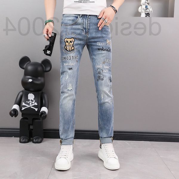 men's jeans designer men's summer 2022 new cartoon bear print trendy slim fit micro elastic leggings 1529, Blue
men's jeans designer men's summer 2022 new cartoon bear print trendy slim fit micro elastic leggings 1529, Blue