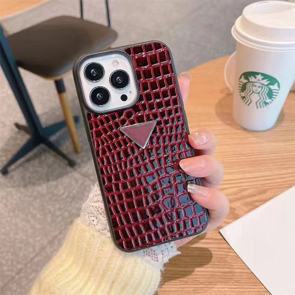 

Fashion Designer Phone Cases For iPhone 14 13 12 Mini 11 Pro X XS Max XR 8 7 SE2 Luxury Crocodile pattern Leather Case, Pink