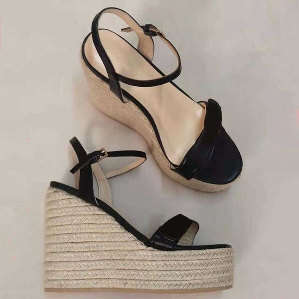 platform espadrille sandals designer lady adjustable strap buckle cord wedge-shaped 85mm, Black
platform espadrille sandals designer lady adjustable strap buckle cord wedge-shaped 85mm, Black