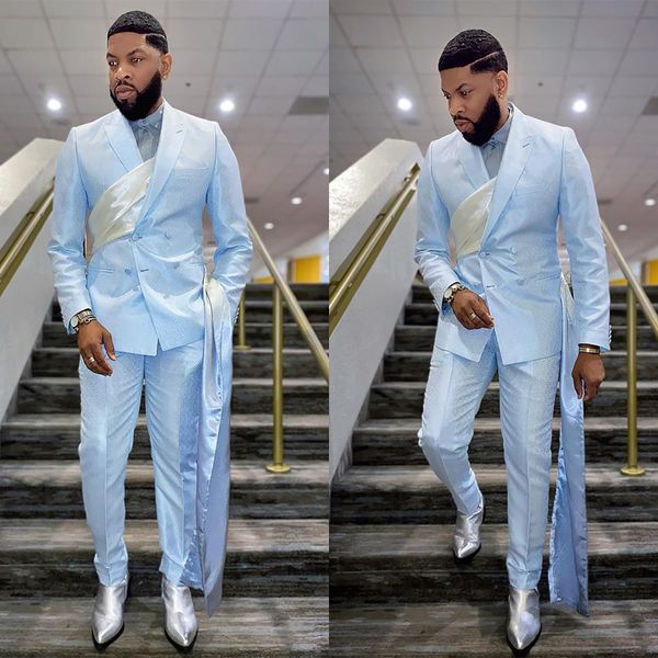 sky blue men wedding tuxedos set 2 pieces pattern slim fit peaked lapel outfits blazer wear, Black;gray
sky blue men wedding tuxedos set 2 pieces pattern slim fit peaked lapel outfits blazer wear, Black;gray