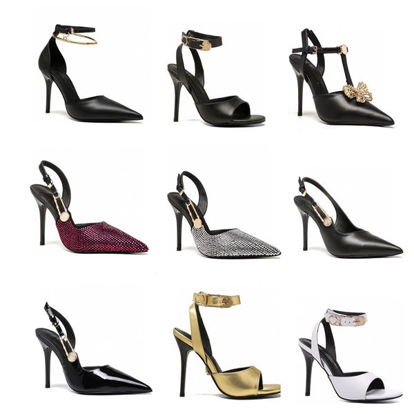 classic high heel ladies sandals leather party fashion metal buckle catwalk prom shoes designer stiletto dinner shoes 10cm heel 35-42 yards, Black
classic high heel ladies sandals leather party fashion metal buckle catwalk prom shoes designer stiletto dinner shoes 10cm heel 35-42 yards, Black