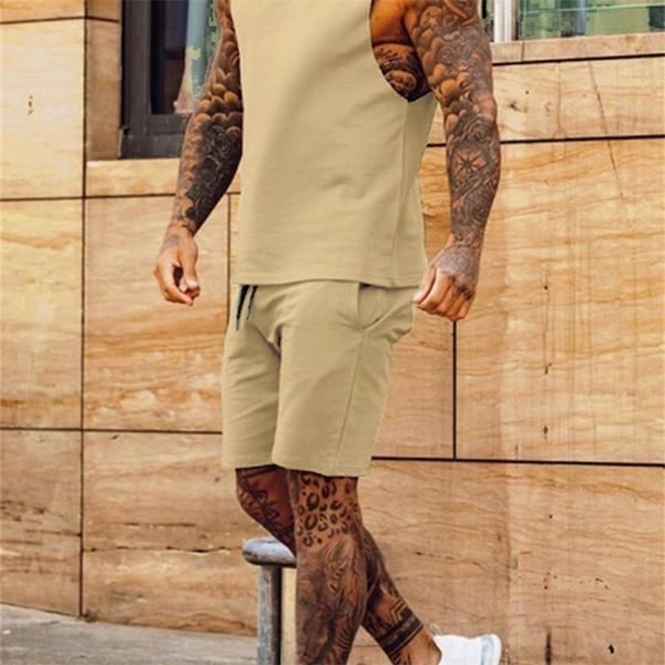 fashion solid two piece suits mens oneck and shorts outfits men summer sleeveless casual simplicity sets streetwear 220705, Gray
fashion solid two piece suits mens oneck and shorts outfits men summer sleeveless casual simplicity sets streetwear 220705, Gray
