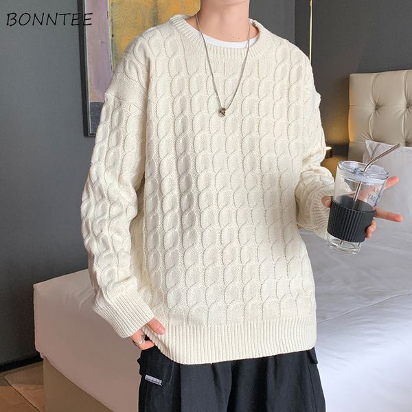 twist solid color sweaters men long sleeve simple casual pullovers for males loose vintage couple knitwear spring fall chic 220822, White;black
twist solid color sweaters men long sleeve simple casual pullovers for males loose vintage couple knitwear spring fall chic 220822, White;black