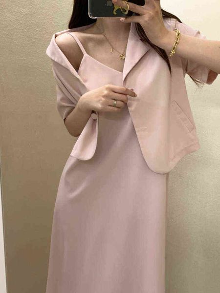 elegant casual women summer fashion dress suit office blazer jacket spaghetti vestidos two piece set femme party cloth new j220813, White;black
elegant casual women summer fashion dress suit office blazer jacket spaghetti vestidos two piece set femme party cloth new j220813, White;black