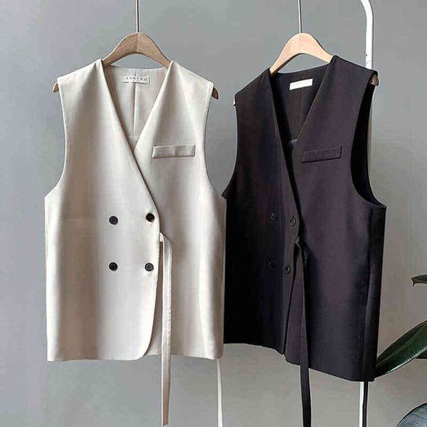 2022 spring autumn suit vest women casual vest female sleeveless loose black vest jacket elegant outfit j220813, White;black
2022 spring autumn suit vest women casual vest female sleeveless loose black vest jacket elegant outfit j220813, White;black