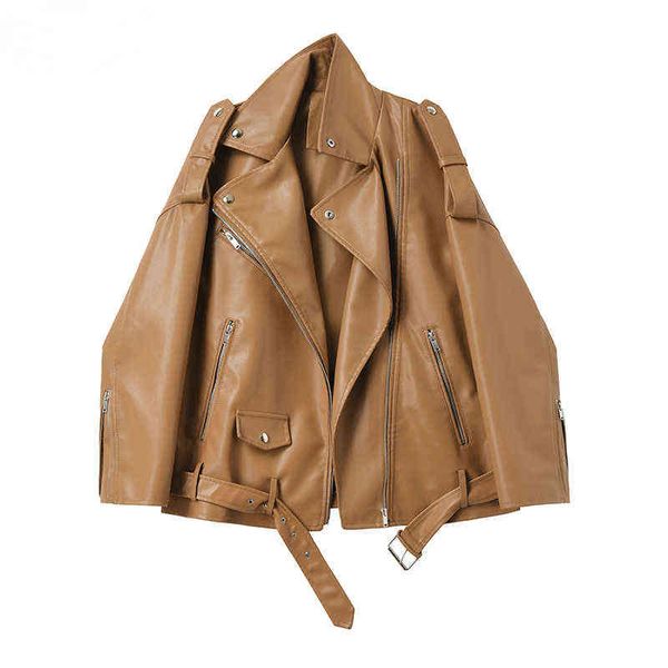 spring autumn faux leather jackets women new loose casual coat female drop-shoulder motorcycles outwear with belt chaqueta t220810, Black
spring autumn faux leather jackets women new loose casual coat female drop-shoulder motorcycles outwear with belt chaqueta t220810, Black