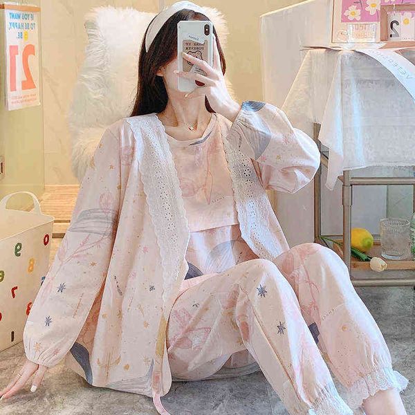 autumn thin milk silk cotton maternity nursing nightwear sets sweet beautiful pyjama suits clothes pregnancy home lounge wear j220813, White
autumn thin milk silk cotton maternity nursing nightwear sets sweet beautiful pyjama suits clothes pregnancy home lounge wear j220813, White