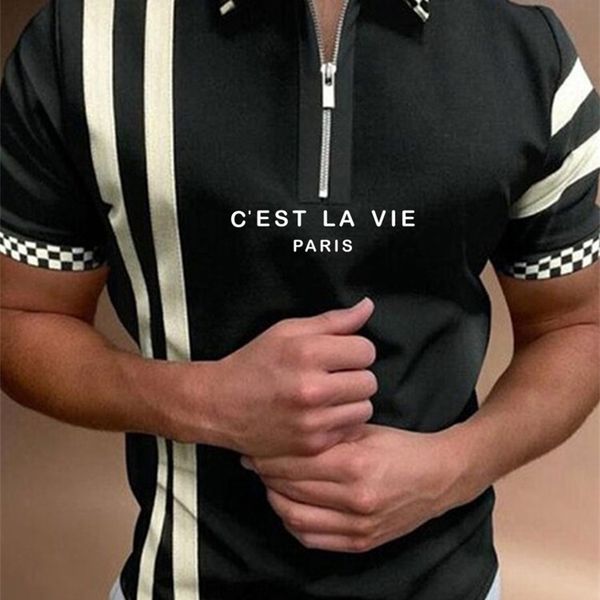 men summer letter printing short sleeve men's polo shirt business clothes luxury men tee shirt brand polo stripe clothes 220822, White;black
men summer letter printing short sleeve men's polo shirt business clothes luxury men tee shirt brand polo stripe clothes 220822, White;black