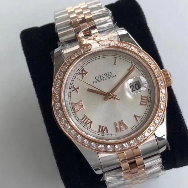 men automatic mechanical watch diamonds black white, Slivery;brown
men automatic mechanical watch diamonds black white, Slivery;brown