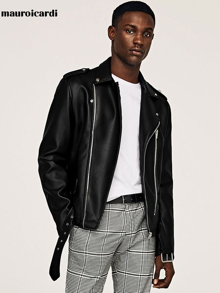 mauroicardi spring short black leather biker motorcycle jacket for men style belt long sleeve light soft faux leather jackets 220822
mauroicardi spring short black leather biker motorcycle jacket for men style belt long sleeve light soft faux leather jackets 220822