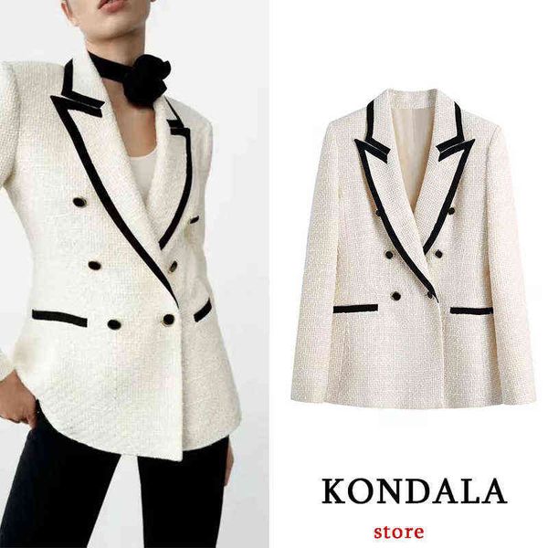kondala za 2021 vintage white plaid twist office lady blazer women long sleeves v neck double breasted pockets jackets female j220813, White;black
kondala za 2021 vintage white plaid twist office lady blazer women long sleeves v neck double breasted pockets jackets female j220813, White;black